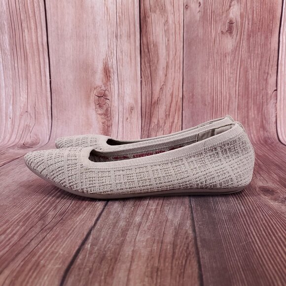 Skechers Cleo Point Toe Ballet Flats Womens Size 8.5 Knit Slip On Natural 158308 - Picture 2 of 15